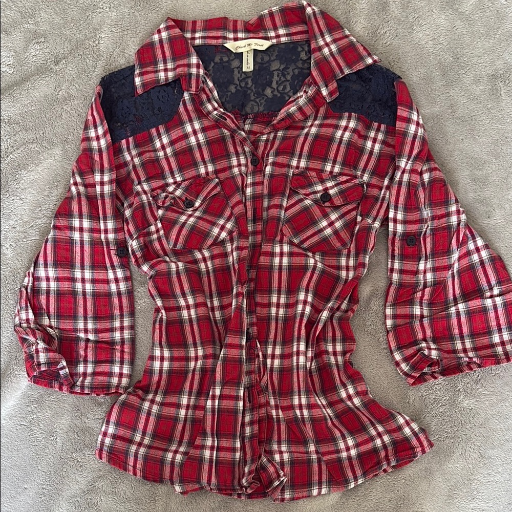Plaid Red and Blue Women's Top